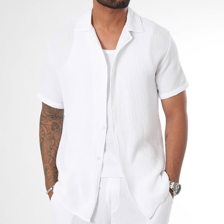 Frilivin - Set camicia e pantaloni a maniche corte bianco