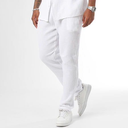 Frilivin - Set camicia e pantaloni a maniche corte bianco