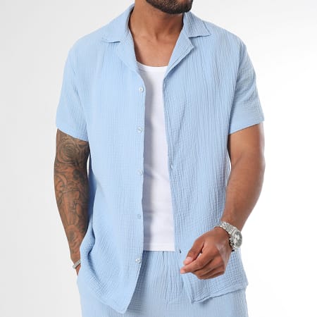 Frilivin - Ensemble Chemise Manches Courtes Et Pantalon Bleu Clair