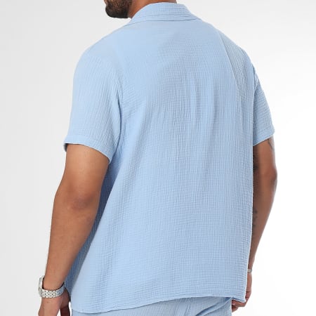 Frilivin - Conjunto de camisa de manga corta y pantalón azul claro