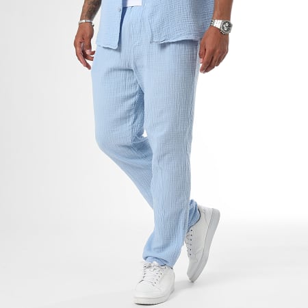 Frilivin - Conjunto de camisa de manga corta y pantalón azul claro