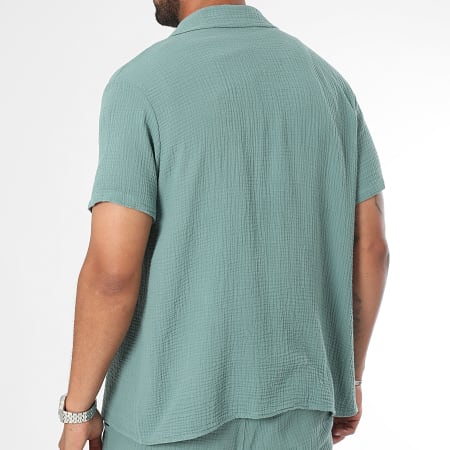 Frilivin - Conjunto de camisa de manga corta y pantalón verde