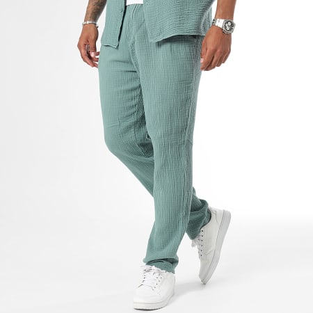 Frilivin - Conjunto de camisa de manga corta y pantalón verde