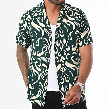 Frilivin - Camisa Manga Corta Verde Oscuro Beige