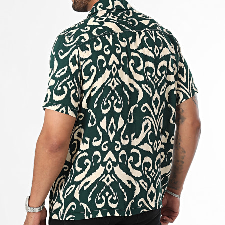 Frilivin - Camisa Manga Corta Verde Oscuro Beige