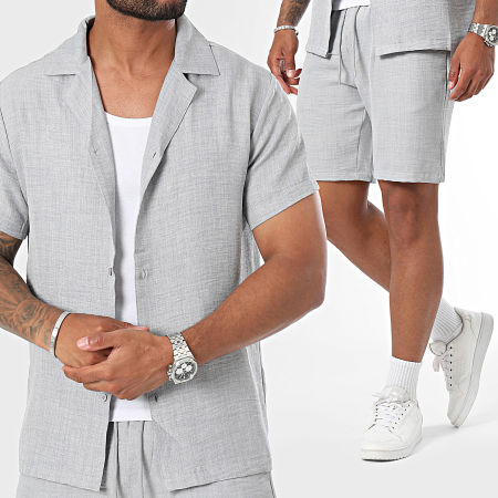 Frilivin - Ensemble Chemise Manches Courtes Et Short Jogging Gris Chiné