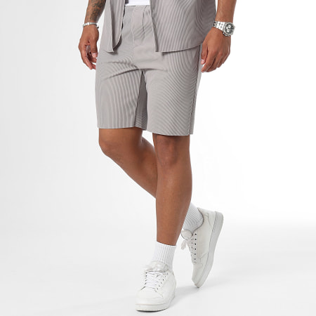 Frilivin - Conjunto de camisa de manga corta y pantalón corto de jogging color topo