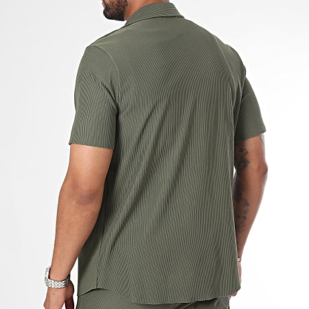 Frilivin - Conjunto de camisa de manga corta y pantalón corto verde caqui