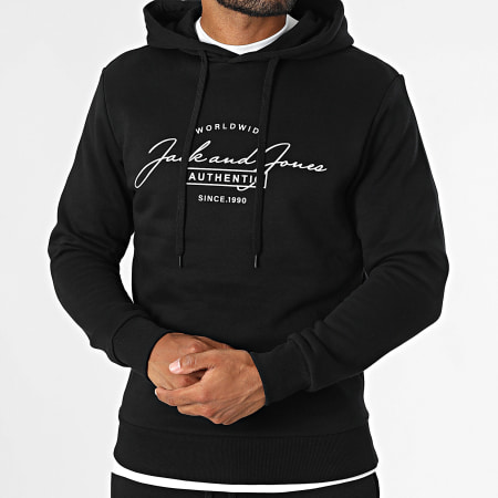 Jack And Jones - Ensemble Sweat Capuche Et Pantalon Jogging Et Tee Shirt Ferris Blanc Noir