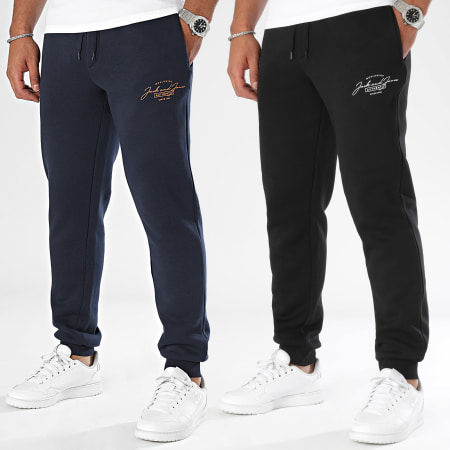 Jack And Jones - Set van 2 Gordon Ferris zwart marine joggingbroeken