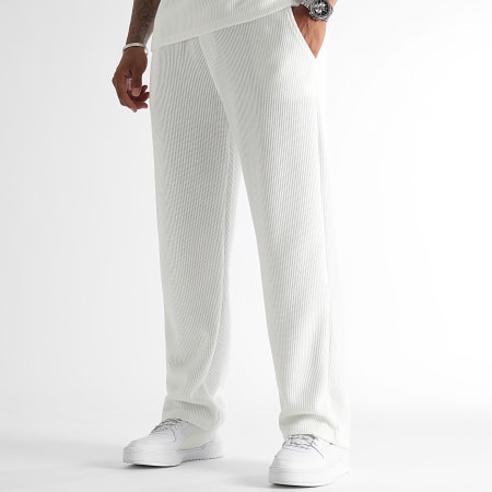 LBO - Textured Mesh T-shirt en Joggingbroek Set 1231 1229 Wit