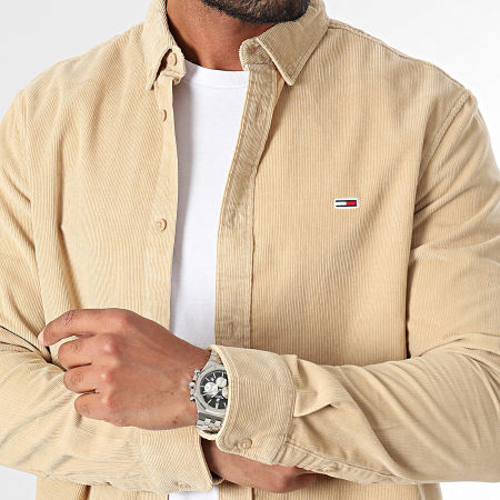 Tommy Jeans - Camisa de pana de manga larga regular 0461 Beige