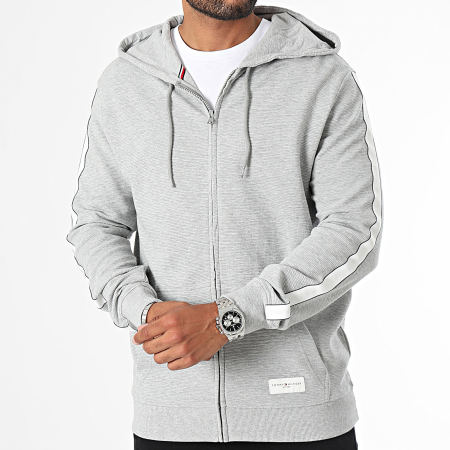 Tommy Hilfiger - Sweat Zippé Capuche A Bandes 3011 Gris