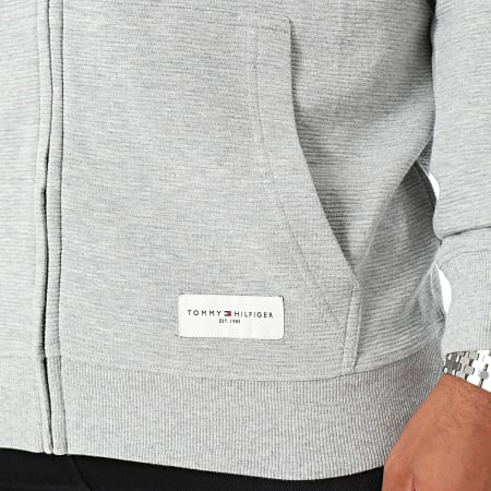 Tommy Hilfiger - Sweat Zippé Capuche A Bandes 3011 Gris