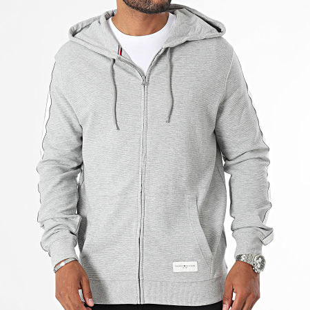 Tommy Hilfiger - Sweat Zippé Capuche A Bandes 3011 Gris