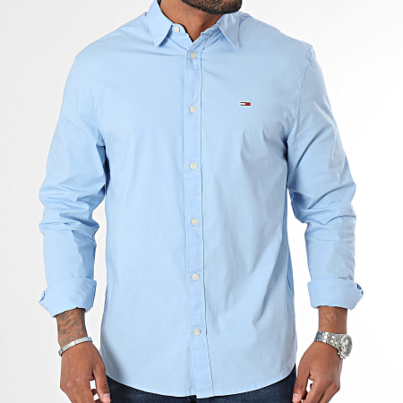 Tommy Jeans - Camisa Manga Larga Regular Entrada Popelín 9519 Azul Claro