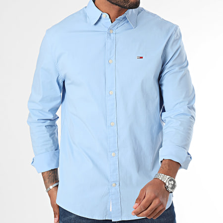 Tommy Jeans - Chemise Manches Longues Regular Entry Poplin 9519 Bleu Clair