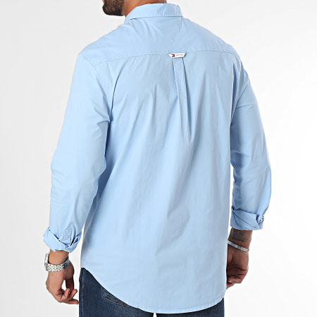 Tommy Jeans - Camicia a maniche lunghe regular entry in popeline 9519 Azzurro