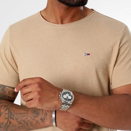 Tommy Jeans - Tee Shirt Slim Jaspe 9586 Beige Chiné