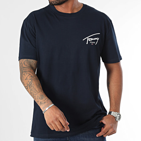 Tommy Jeans - Tee Shirt Regular Handtekening Print 8536 Navy