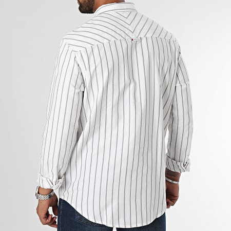 Tommy Jeans - Chemise Manches Longues A Rayures Regular Oxford Stripe 9646 Blanc