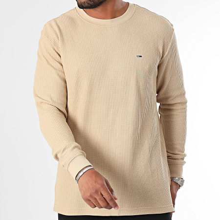 Tommy Jeans - Wafel Lange Mouw Tee 9216 Beige