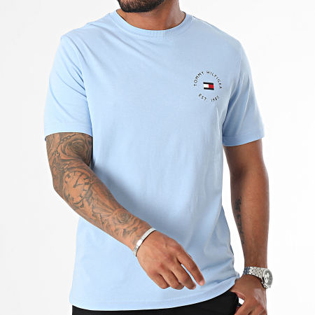 Tommy Hilfiger - Tee Shirt Roundle Logo Chest 6482 Bleu Clair