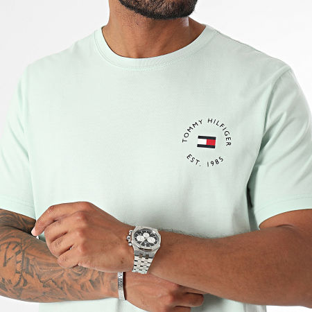 Tommy Hilfiger - Tee Shirt Ronde Logo Borst 6482 Lichtgroen