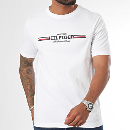 Tommy Hilfiger - Tee Shirt Hilfiger Chest Stripe 6480 Blanco