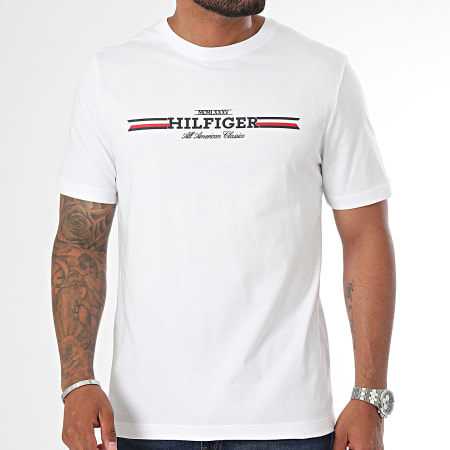 Tommy Hilfiger - T-shirt Hilfiger Borststreep 6480 Wit