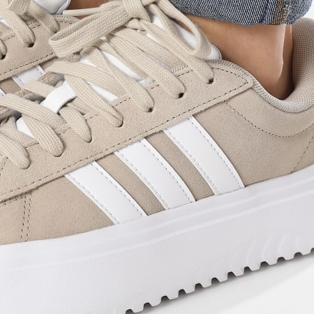 Adidas Performance - Zapatillas Mujer Grand Court Plataforma Ante IH2408 Wonder Beige Nube Blanco