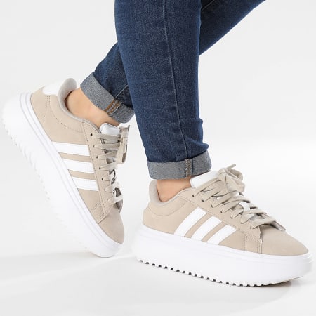 Adidas Sportswear - Donna Grand Court Platform Suede IH2408 Wonder Beige Cloud White Sneakers