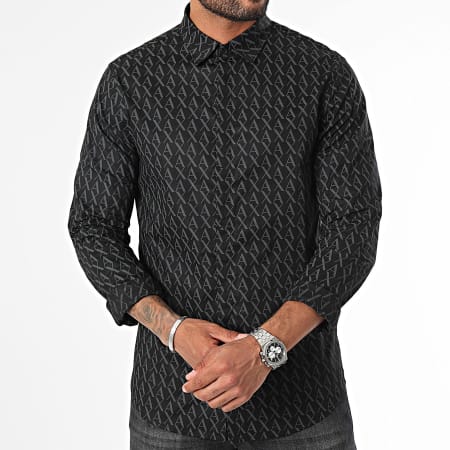 Armani Exchange - Shirt met lange mouwen 8NZCCW-ZNEAZ Zwart Grijs