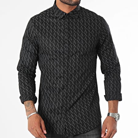 Armani Exchange - Camisa Manga Larga 8NZCCW-ZNEAZ Negro Gris