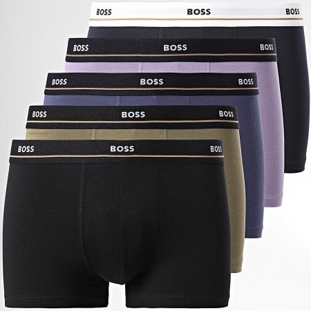 BOSS - Lot De 5 Boxers Essential 50517854 Noir Lila Bleu Marine Bleu Roi Vert Kaki