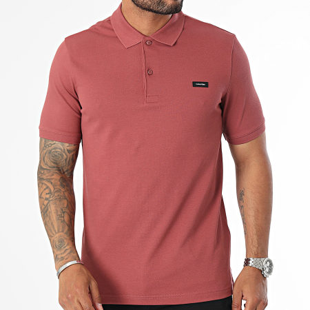 Calvin Klein - Polo Mouw Slim Stretch Piqué 1196 Rood