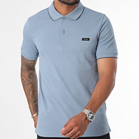 Calvin Klein - Polo Manga Corta Stretch Piqué Tipping 2751 Azul Claro