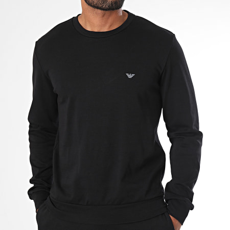 Emporio Armani - Conjunto de sudadera de cuello redondo y pantalón de chándal 112102-CS590 Negro