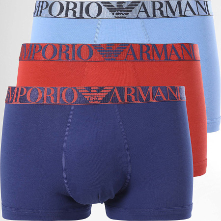 Emporio Armani - Confezione da 3 boxer 111357-4F726 Azzurro Navy Rosso Brick