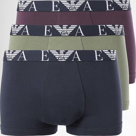 Emporio Armani - Set di 3 boxer 111357-4F715 Navy Bordeaux Green Khaki