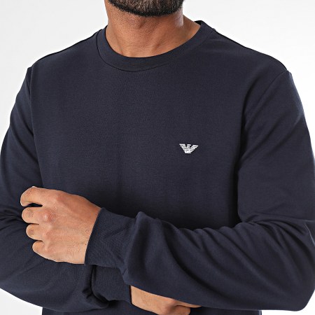 Emporio Armani - Conjunto de sudadera de cuello redondo y pantalón de chándal 112102-CS590 Azul marino