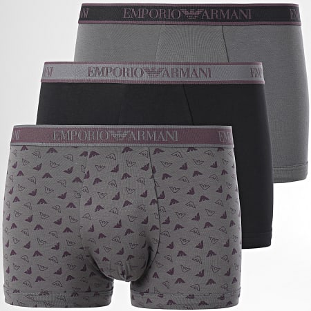 Emporio Armani - Juego de 3 calzoncillos 112130-4F717 Gris Negro