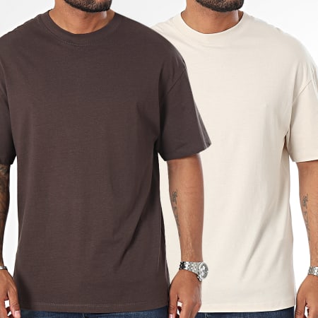 Jack And Jones - Lote de 2 camisetas Bradley Beige Marrón