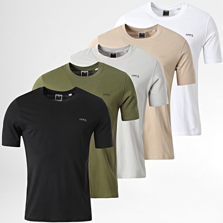 Jack And Jones - Set van 5 Wolk T-shirts Wit Beige Groen Grijs Zwart