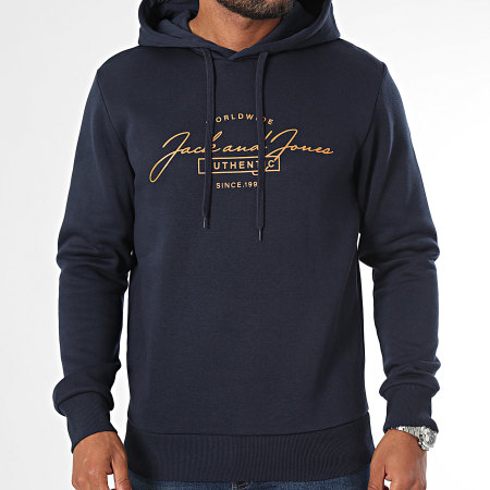 Jack And Jones - Ferris Felpa con cappuccio blu navy