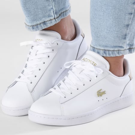 Lacoste - Carnaby Set 224 Wit Lichtbruin Damessneakers