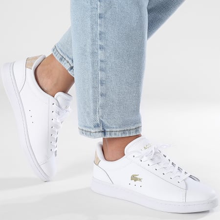 Lacoste - Carnaby Set 224 Wit Lichtbruin Damessneakers