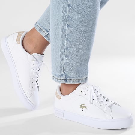 Lacoste - Powercourt 224 Bianco Marrone chiaro Scarpe da ginnastica da donna