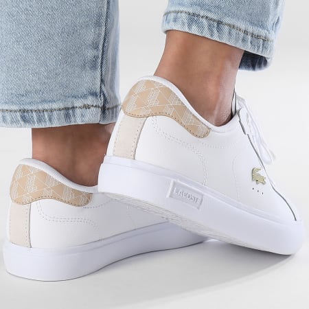 Lacoste - Powercourt 224 Bianco Marrone chiaro Scarpe da ginnastica da donna