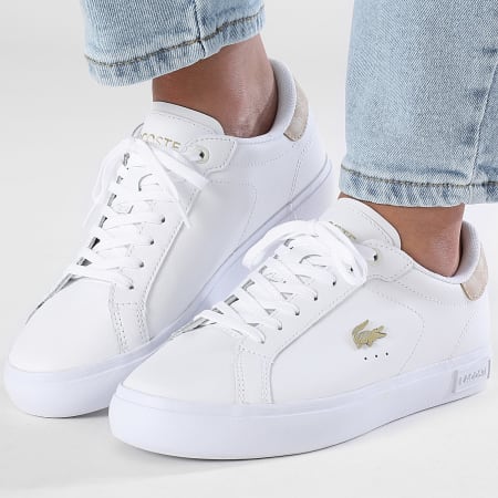 Lacoste - Powercourt 224 Bianco Marrone chiaro Scarpe da ginnastica da donna